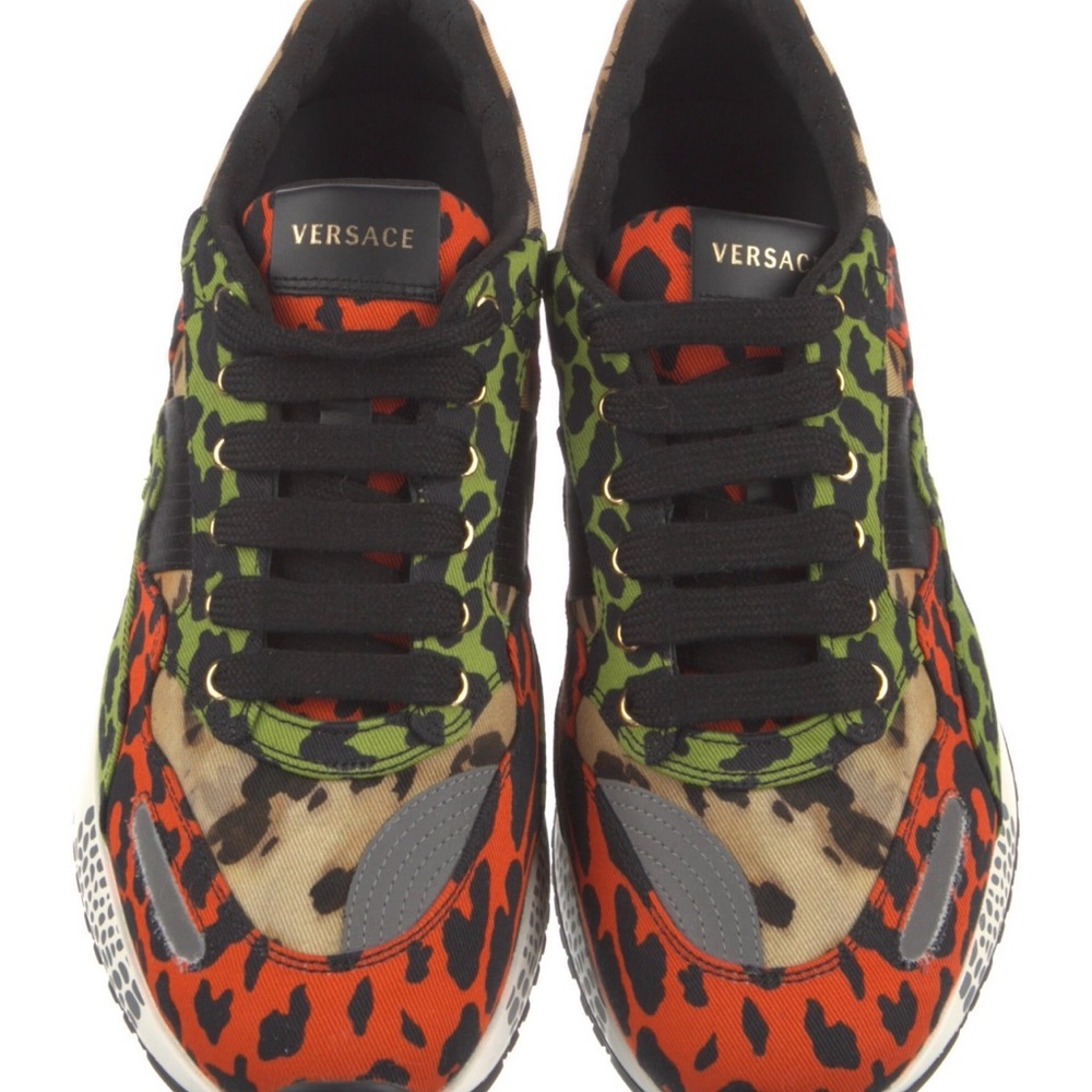 Versace Red and Green Leopard Sneakers size 41